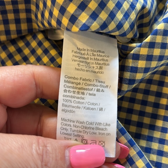 J. Crew men’s Secret Wash cotton classic button down poplin shirt blue yellow XL - Picture 10 of 12